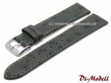 Uhrenarmband 20mm grau Di-Modell Ostrich echt Strauss (Schließenanstoß 18 mm)