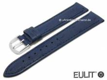Uhrenarmband 20mm dunkelblau echt Strauß ohne/wenig Noppen EULIT (Schließenanstoß 18 mm)