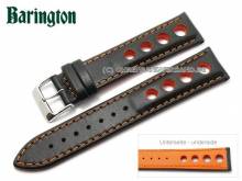 Uhrenarmband Racing 22mm schwarz Rindleder orangefarbene Naht Barington (Schließenanstoß 20 mm)
