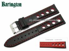 Uhrenarmband Racing 22mm schwarz Rindleder rote Naht von Barington (Schließenanstoß 20 mm)