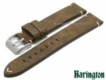 Uhrenarmband Vintage 22mm dunkelbraun Leder Antik-Look genarbt helle Naht von BARINGTON (Schließenanstoß 20 mm)
