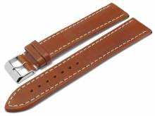 Uhrenarmband XL Chronomaster 22mm mittelbraun Leder genarbt helle Naht von BARINGTON (Schließenanstoß 20 mm)