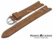 Uhrenarmband Original MAURICE LACROIX 18mm hellbraun Straußen-Leder mit Doppel-Wulst helle Naht
