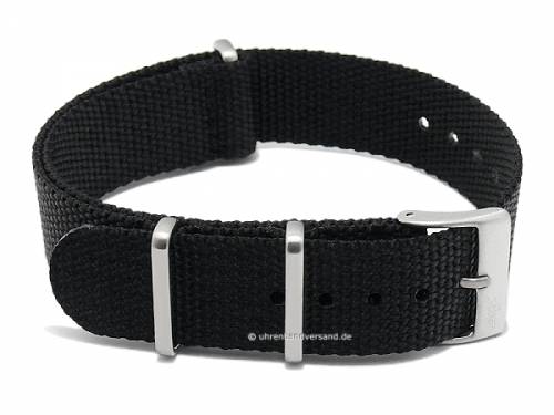 Uhrenarmband -Field Cotton- 19mm schwarz Textil/Nylon Durchzugsband im NATO-Style von FLUCO (Schlieenansto 19 mm) - Bild vergrern 