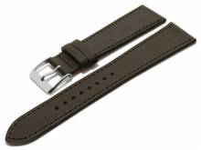 Uhrenarmband Bastille 18mm dunkelbraun Leder glatt matt MADE IN GERMANY von FLUCO (Schließenanstoß 16 mm)