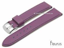 Uhrenarmband XS 22mm violett Leder glatt matt abgenäht von FLEURUS (Schließenanstoß 20 mm)