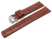 Uhrarmband (025-28) Grand Duke 22mm goldbraun Leder Alligator-Prägung EASY-CLICK-Stege HIRSCH (Schließenanstoß 20 mm)