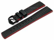 Uhrband (091-X-92) Ayrton 24mm schwarz Leder/Kautschuk rote Seitenkanten EASY-CLICK von HIRSCH (Schließenanst. 22 mm)