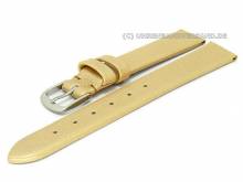 Uhrenarmband Leder 14mm hellgold-metallic flach ohne Naht (Schließenanstoß 12 mm)