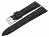 Luxus-Uhrenarmband 18mm schwarz echtes Straußen-Leder genarbt matt abgenäht von LIC Atelier (Schließenanstoß 16 mm)