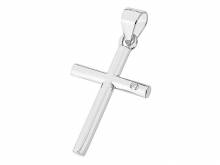 Schmuckanhänger/Halsschmuck Kreuz Echt Silber 925/rhodiniert modisch elegant (20 x 14 mm) mit einem Schmuckstein