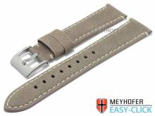 Meyhofer EASY-CLICK Uhrenarmband Yosemite 22mm beige Leder Vintage-Look helle Naht (Schließenanstoß 20 mm)
