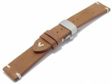 Meyhofer EASY-CLICK Uhrenarmband Overland 22mm hellbraun Leder helle Naht mit Faltschließe (Schließenanstoß 20 mm)