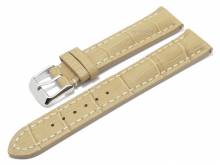 Meyhofer EASY-CLICK Uhrenarmband Lanus 22mm beige Leder Alligator-Prägung helle Naht (Schließenanstoß 20 mm)