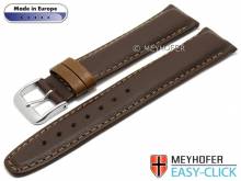 Meyhofer EASY-CLICK Uhrenarmband Izola 18mm dunkelbraun Leder glatt mittelbraune Naht (Schließenanstoß 18 mm)