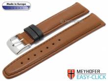 Meyhofer EASY-CLICK Uhrenarmband Izola 18mm hellbraun Leder glatt schwarze Naht (Schließenanstoß 18 mm)