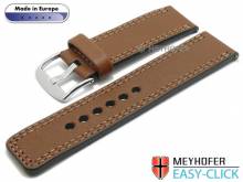 Meyhofer EASY-CLICK Uhrenarmband Narew 26mm mittelbraun Leder glatt Doppelnaht (Schließenanstoß 26 mm)