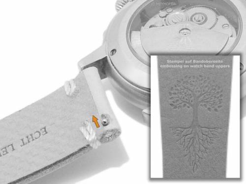Meyhofer EASY-CLICK Uhrenarmband -Carson - Motiv Tree- 22mm sandfarben Leder helle Naht (Schlieenansto 18 mm) - Bild vergrern 