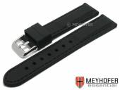 Uhrenarmband Brossard Classic 24mm schwarz Silikon glatt matt abgenäht von MEYHOFER (Schließenanstoß 22 mm)