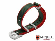 Uhrenarmband Willisburg 22mm oliv/rot Textil/Synthetik Durchzugsband im NATO-Style von MEYHOFER