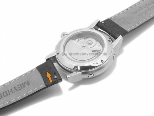 Uhrenarmband Meyhofer EASY-CLICK -Breitenbrunn- 22mm schwarz Leder grob genarbt abgenht (Schlieenansto 20 mm) - Bild vergrern 