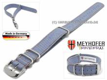 Uhrenarmband Hohenfels 18mm mittelblau Synthetik Jeans-Look braune Naht Durchzugsband von Meyhofer
