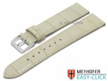 Meyhofer EASY-CLICK Uhrenarmband Isar 22mm hellbeige Leder Alligator-Prägung abgenäht (Schließenanstoß 18 mm)