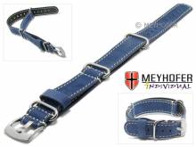 Uhrenarmband Lubbock 18mm mittelblau Leder velourartig Durchzugsband im NATO-Style helle Naht von MEYHOFER