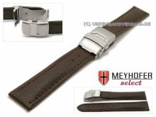 Uhrenarmband Irricana 24mm dunkelbraun Leder genarbt Faltschließe abgenäht von MEYHOFER (Schließenanstoß 22 mm)
