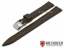Uhrenarmband Sonora 14mm dunkelbraun Leder glatt abgenäht von MEYHOFER (Schließenanstoß 12 mm)