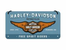 Deko-Blechschild / Retro-Reklameschild / Hängeschild Harley-Davidson - Logo blau 10 x 20cm Nostalgic-Art
