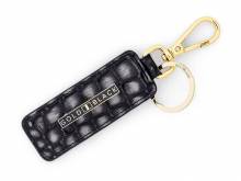 Premium-Schlüsselanhänger Milano-Style Leder grau Alligator-Prägung mit Schlüsselring und Karabinerhaken von GOLDBLACK