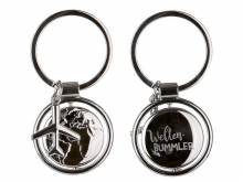 Schlüsselanhänger/Taschenanhänger Weltenbummler Metall silberfarben poliert mit Schlüsselring