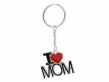 Schlüsselanhänger/Taschenanhänger I Love MOM Metall schwarz/rot poliert mit Schlüsselring