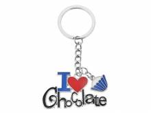 Schlüsselanhänger/Taschenanhänger I Love Chocolate Metall schwarz/blau/rot etc. mit Schlüsselring