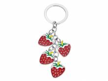 Schlüsselanhänger/Taschenanhänger Erdbeeren Metall rot/weiß/grün etc. mit Schlüsselring