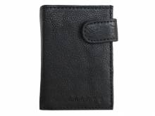 Handgemachte Geldbörse klein/Slim-Pull-Pop-Up Wallet aus Upcycling-Leder genarbt teilweise vegetabil schwarz RFID Schutz