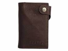 Handgemachte Geldbörse klein/Slim-Pull-Pop-Up Wallet aus Upcycling-Leder teilweise vegetabil dunkelbraun mit RFID Schutz