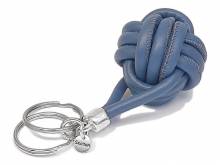 Schlüssel-Anhänger Knoten Leder hellblau handgemacht mit 2 Schlüsselringen