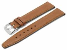 BIO-Leder: Uhrenarmband Füssen 20mm hellbraun genarbt matt abgenäht von RIOS (Schließenanstoß 18 mm)
