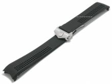 Uhrenarmband 22mm schwarz Silikon Lochmuster mit Faltschließe passend für TAG Heuer etc. (Schließenanstoß 18 mm)