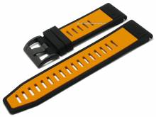 Uhrenarmband 26mm schwarz/orange Silikon mit Easy/Quick-Fit Schnellwechsel-Funktion für GARMIN Fenix 7 etc.