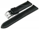 Uhrenarmband XS 24mm schwarz Leder Alligator-Prägung helle Naht mit EASY-CLICK (Schließenanstoß 22 mm)