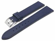 Uhrenarmband 23mm dunkelblau Leder Saffiano-Struktur abgenäht mit Schnellwechselstegen (Schließenanstoß 20 mm)