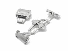 Butterfly-Faltschließe (ScBFS-130) 18mm Edelstahl teilweise poliert mit seitlichen Drückern passend für CARTIER Santos