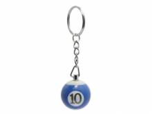 Schlüsselanhänger/Taschenanhänger Billard-Kugel blau-weiße 10