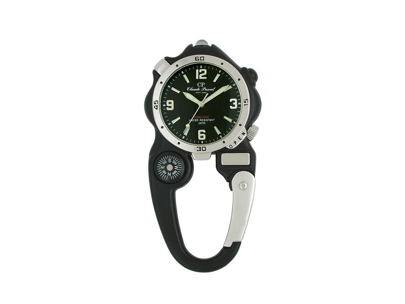 Ravel Karabiner-Uhr Mit Kompass - Leuchtendes Zifferblatt Für Outdoor | Nylon-Armband R1108