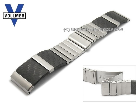 Uhrenarmband Carbon 2 22mm Edelstahl Karbon silberfarben anthrazit SES von  VOLLMER
