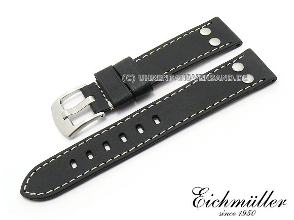 Leder Uhrenarmband Ersatzband schwarz 8mm  b89 