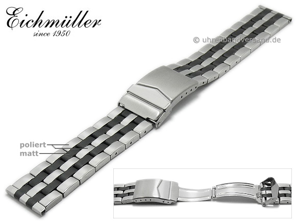 uhrenarmband metall schwarz 20mm
